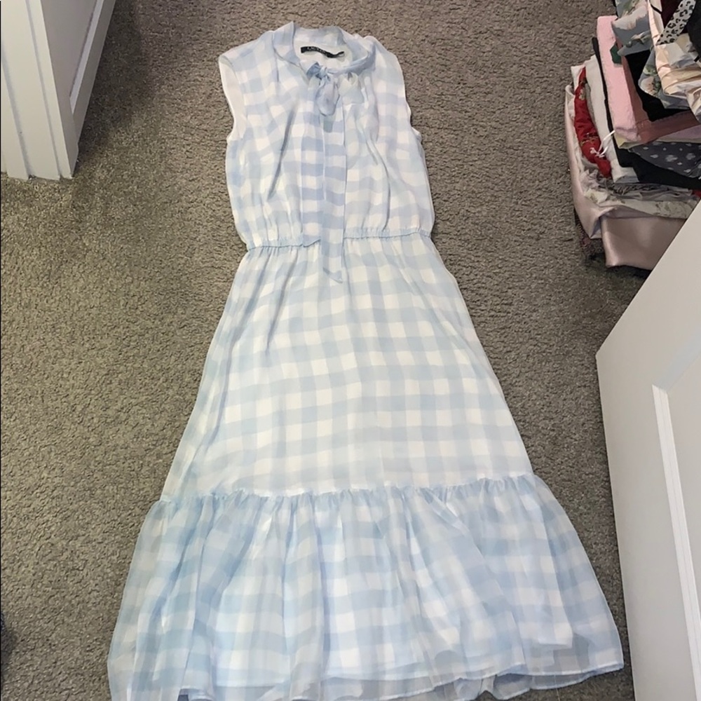 NWOT Lauren Ralph Lauren Blue White Plaid Dress